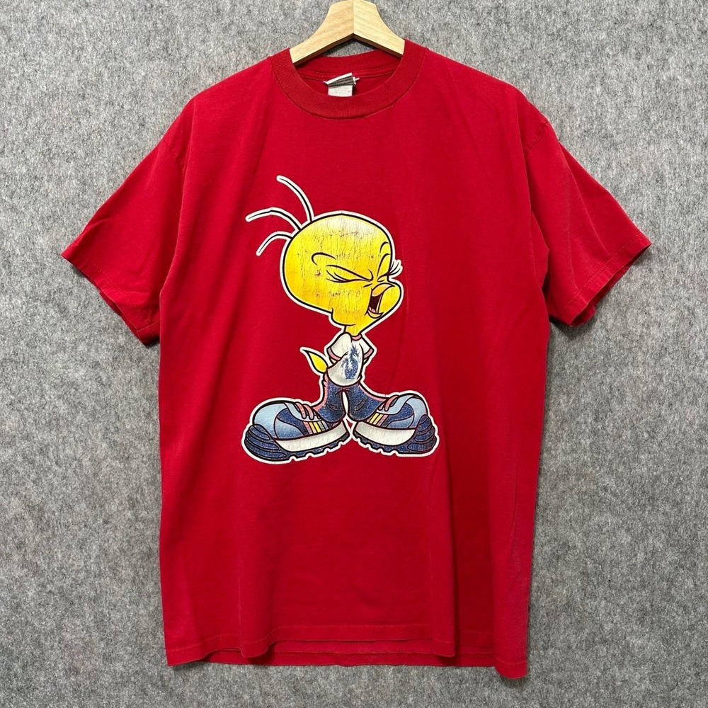 Looney Tunes Tweety Bird Red T Shirt Mens Large Cartoon Graphic Warner Bros 1998